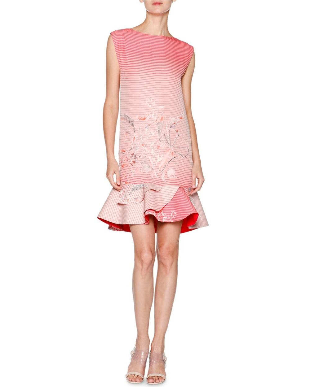 NWT Giorgio Armani Birds of Paradise Flounce Hem Dress Pink Multi Size 4 $4,175